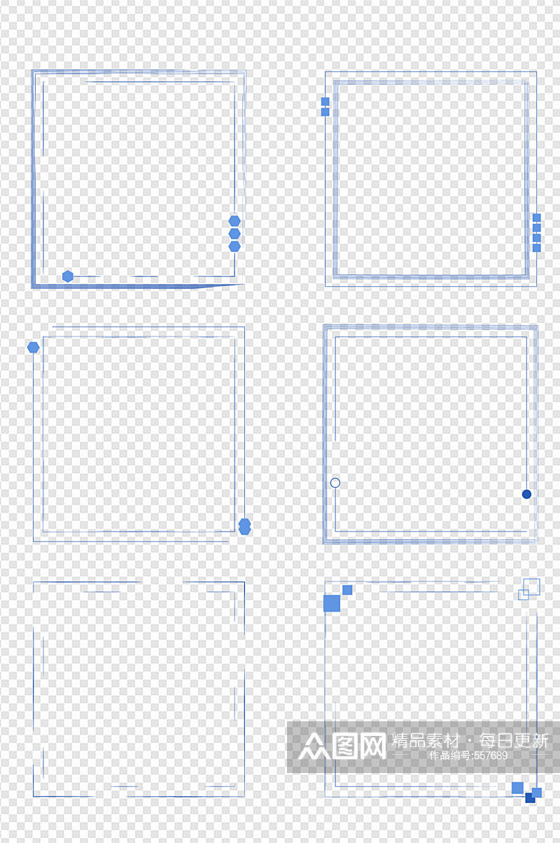 简约蓝色线条边框素材素材