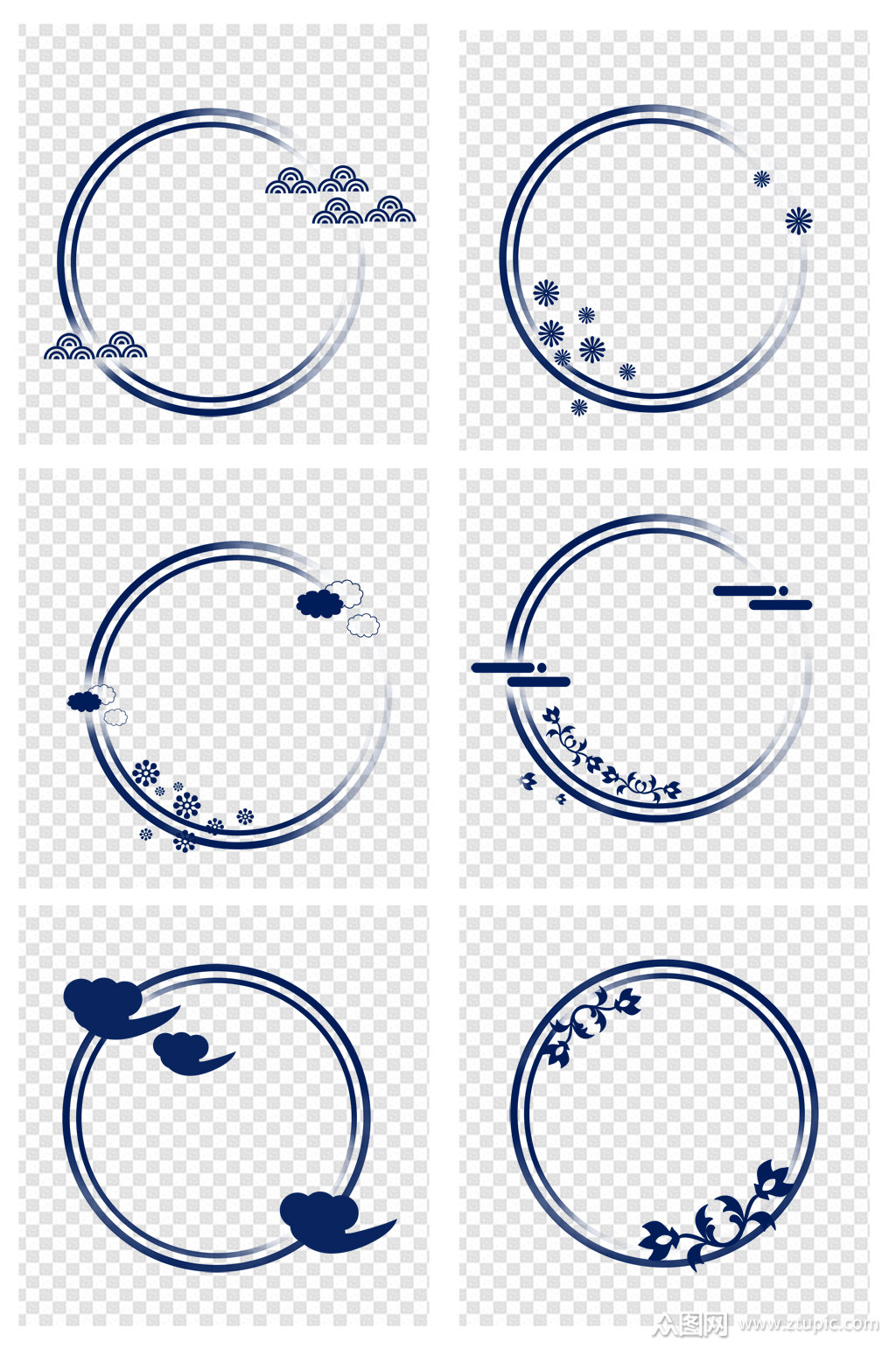 新中式古典圆边素材素材