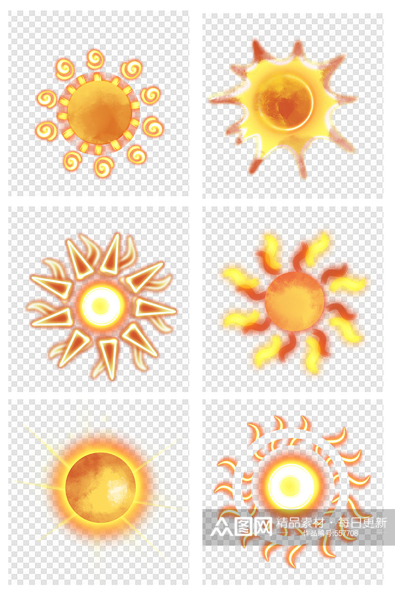 手绘太阳红日素材素材