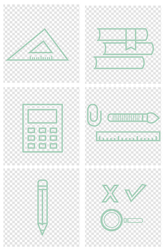 手绘线条画开学文具学学生用品