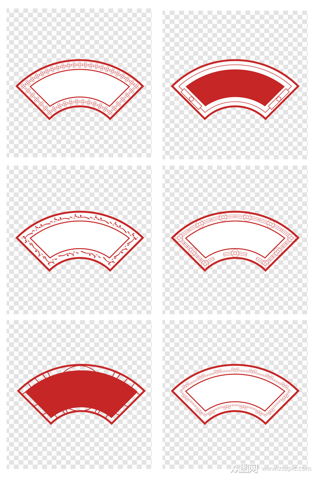 简约扇形雕花边框素材