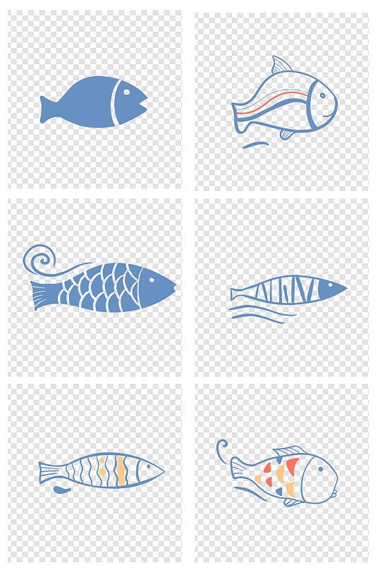 手绘线条鱼简约简笔画-众图网