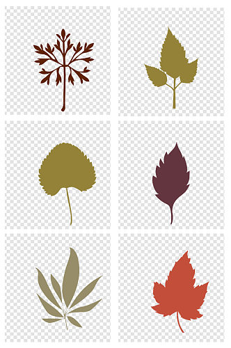 彩色树叶叶子剪影装饰元素