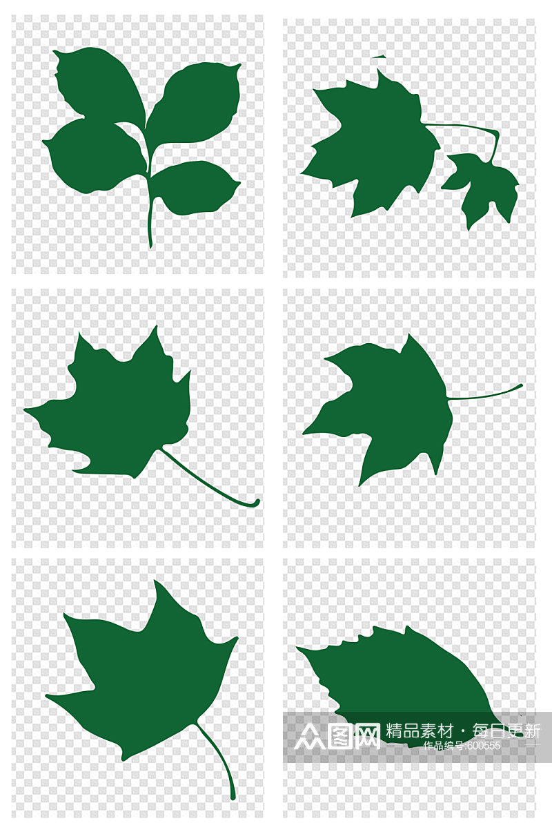 叶子剪影轮廓树叶素材素材