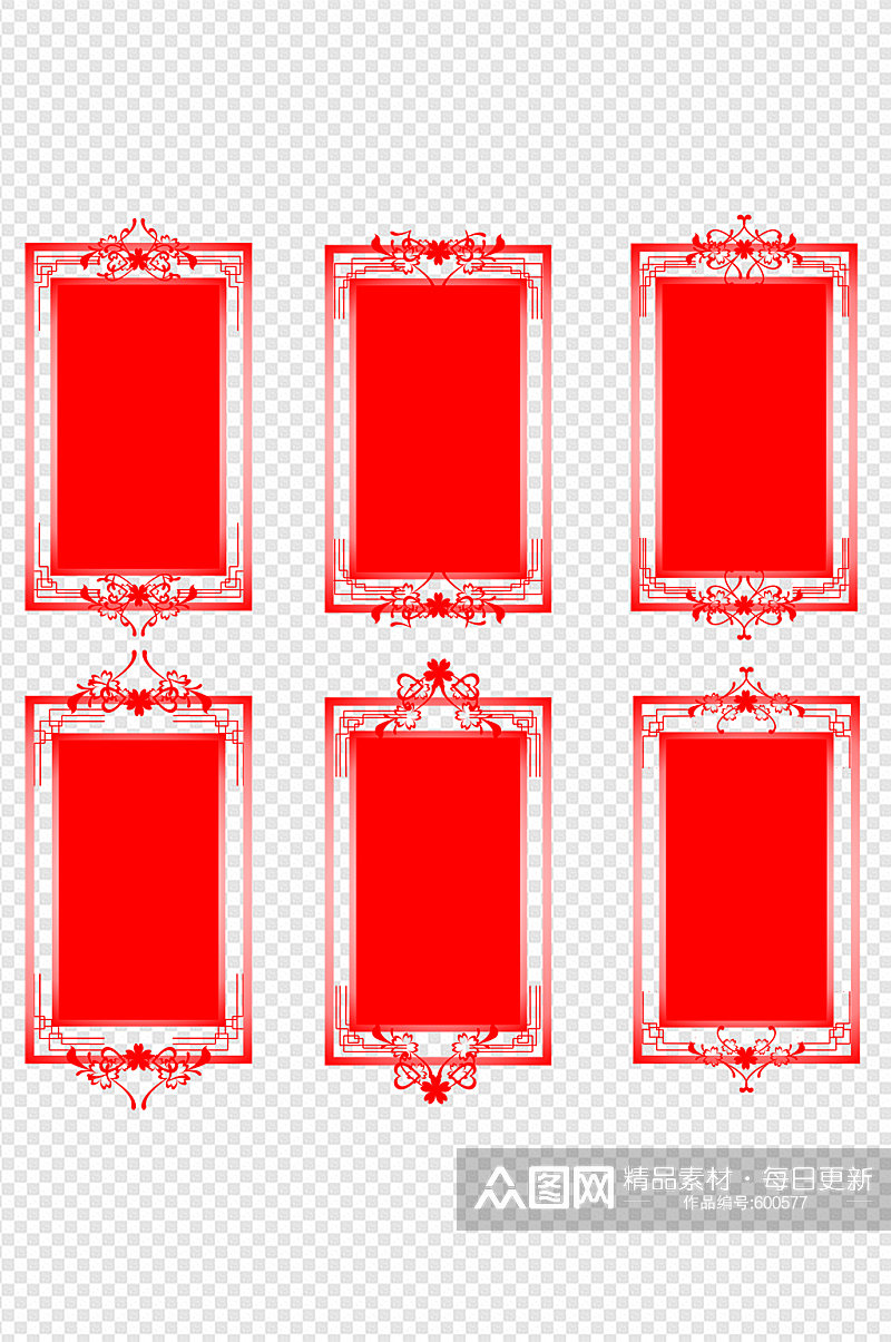 中国古典红色边框设计图案素材