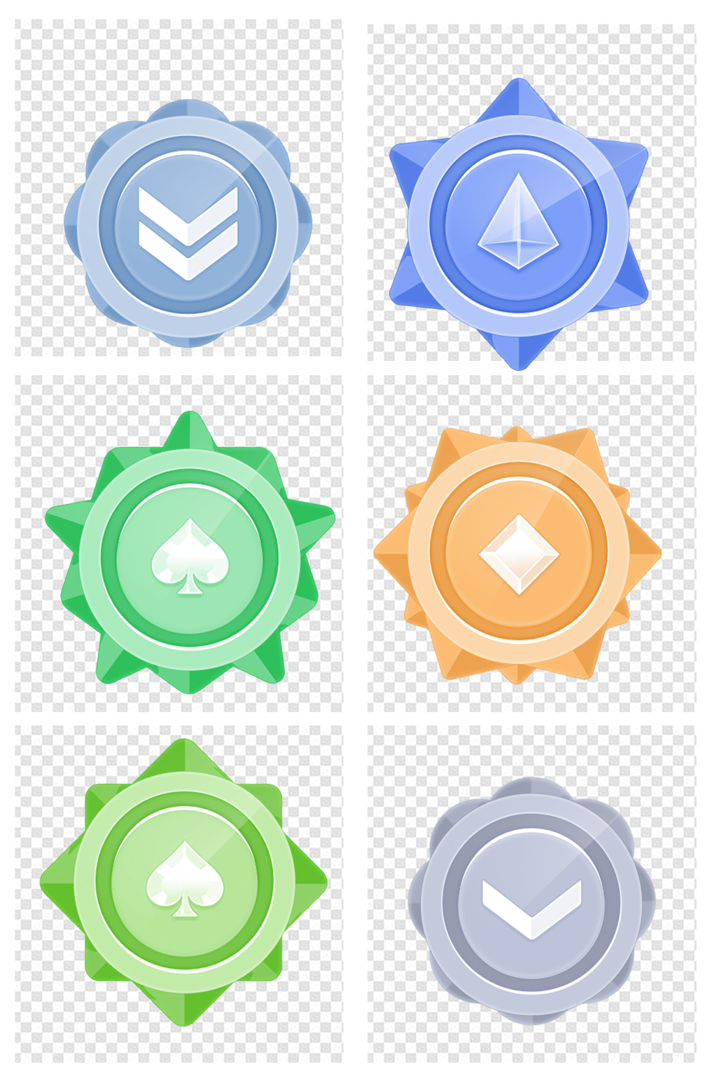 徽章手绘图标等级勋章素材