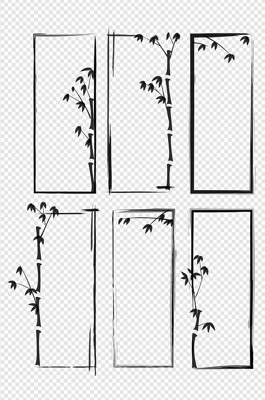 水墨 中国风中式国潮 边框中国风竹子边框文本框标题框