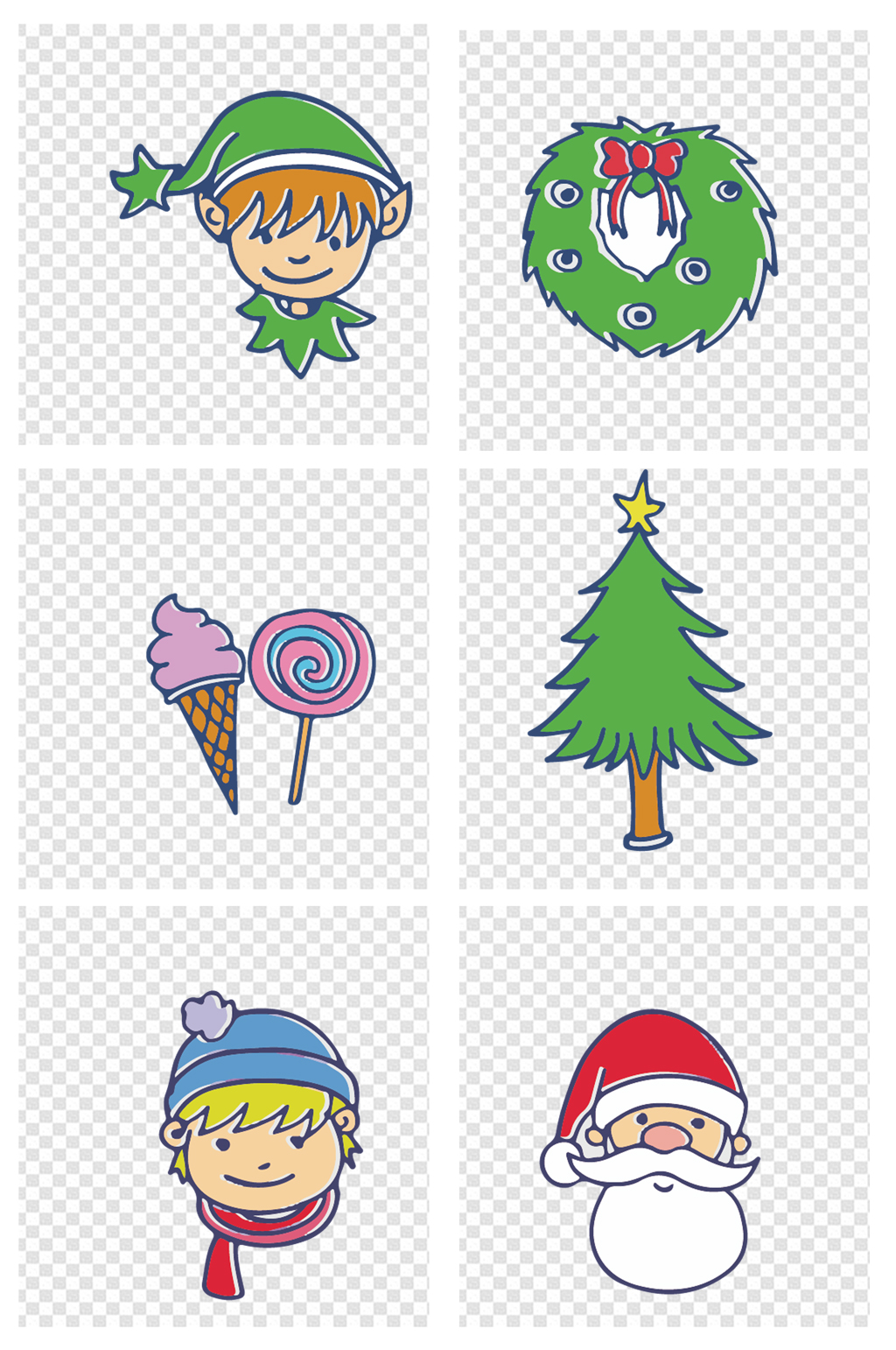 卡通手绘圣诞树圣诞节素材