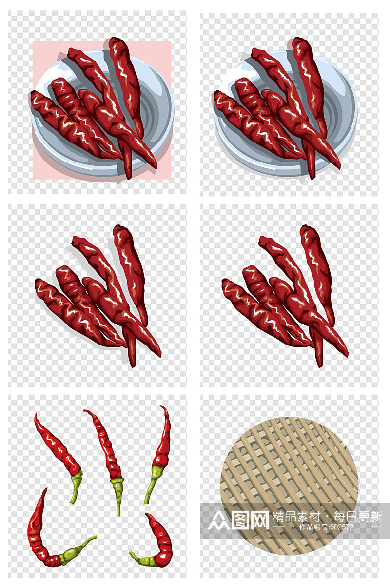 手绘红辣椒蔬菜素材素材