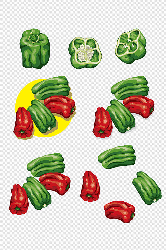 手绘青辣椒蔬菜素材
