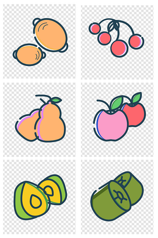 多彩水果简约图标