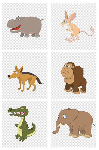 卡通野生手绘动物素材