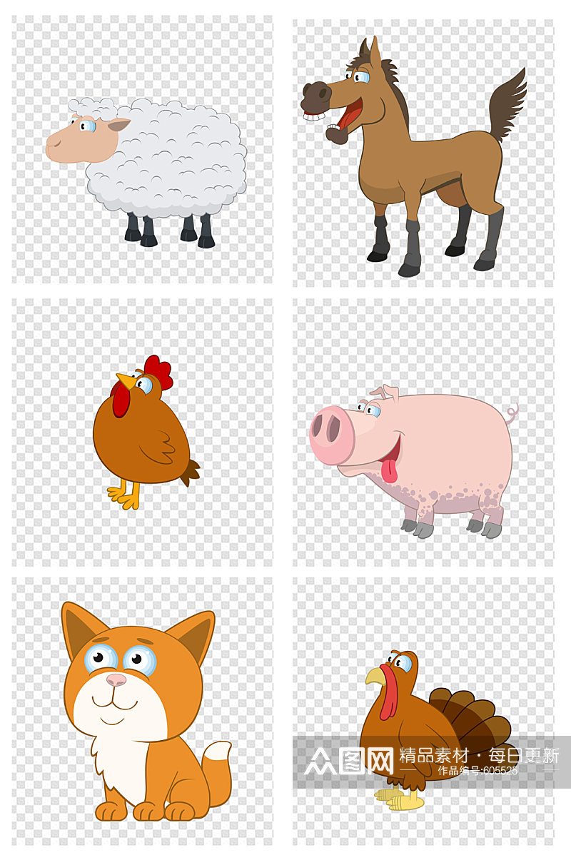 卡通手绘家禽动物素材素材