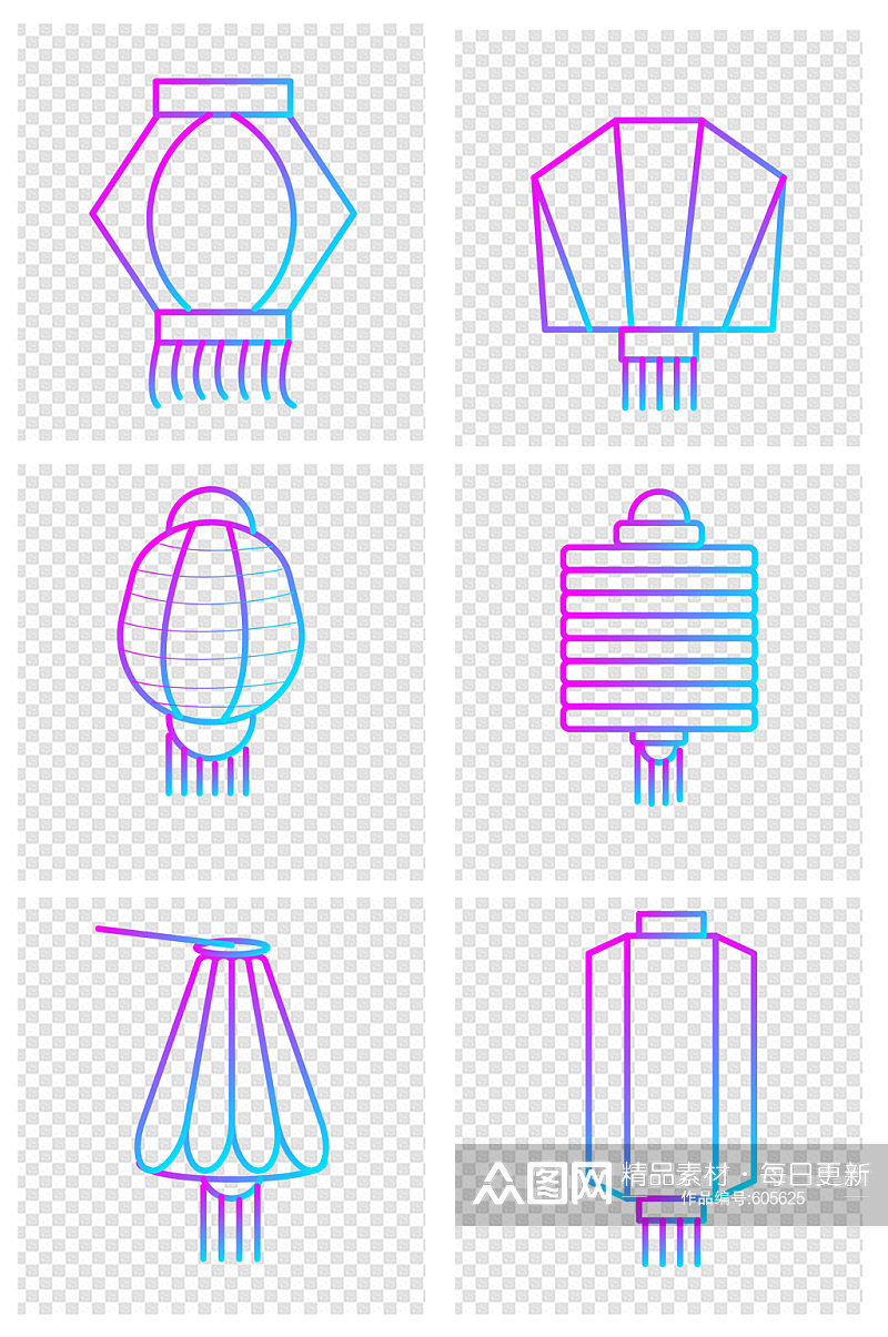 渐变灯笼春节元素素材