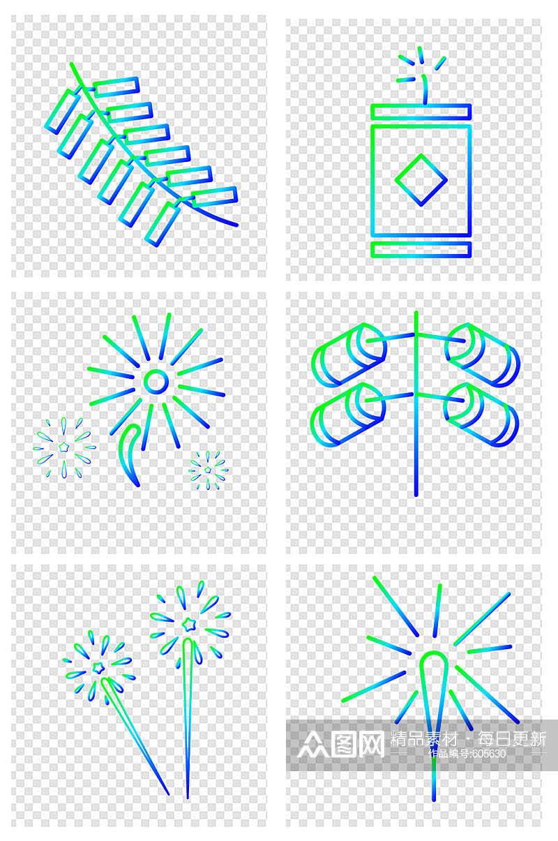 渐变线性烟花爆竹简约元素素材