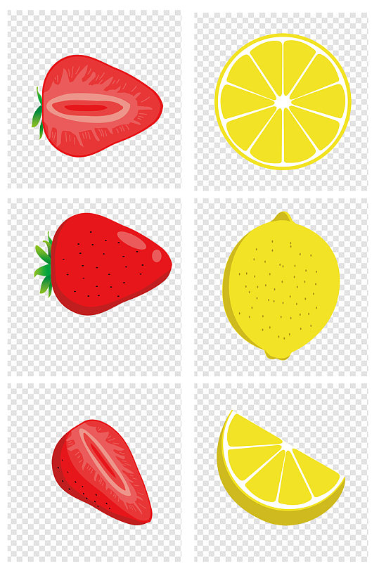 水果柠檬草莓装饰设计矢量图