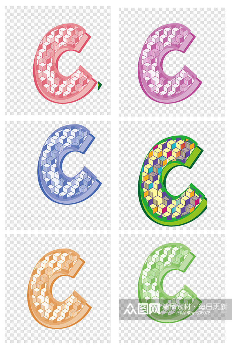 字母C装饰手绘图案素材