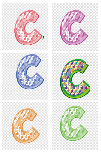字母C装饰手绘图案
