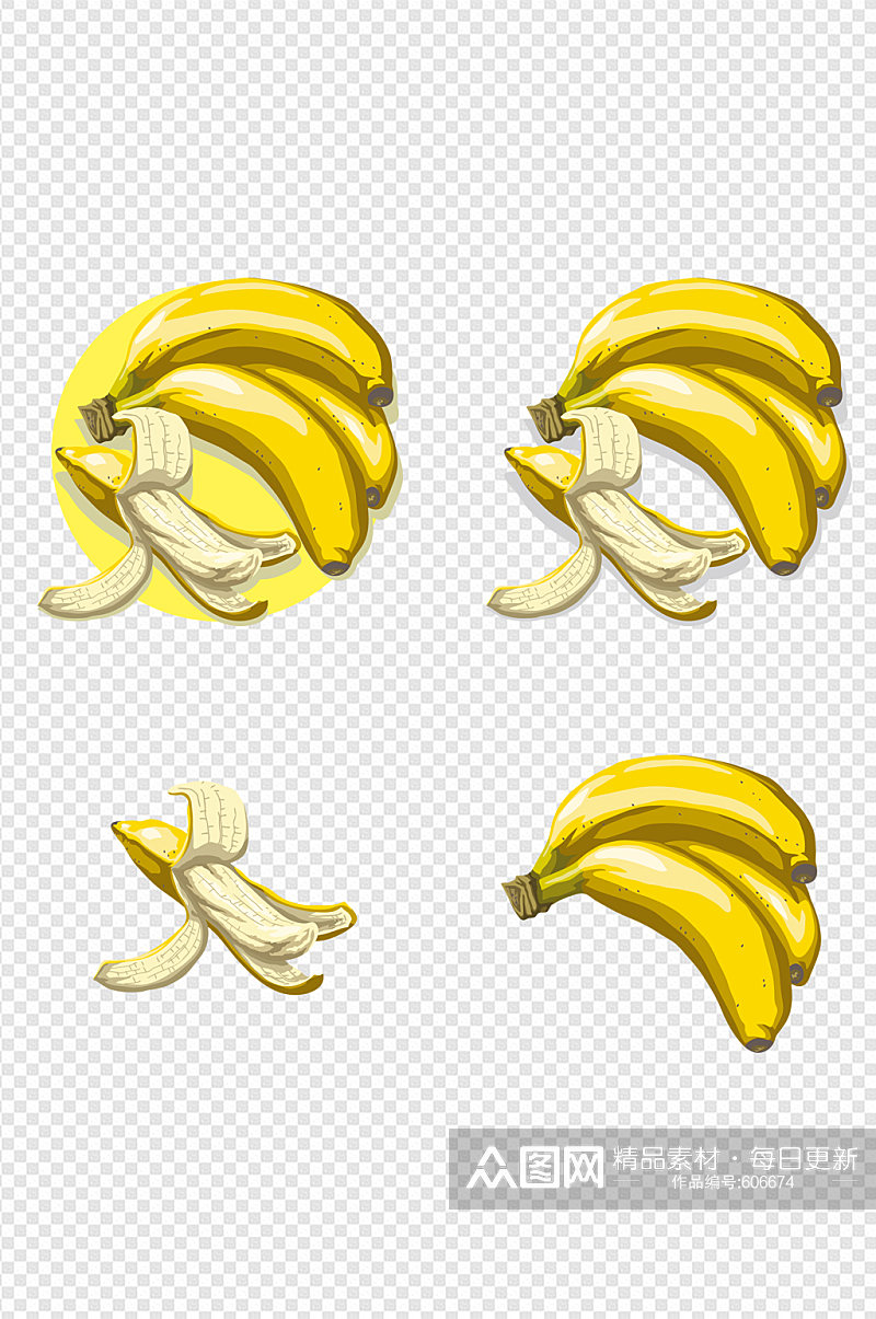 卡通剥开香蕉素材素材