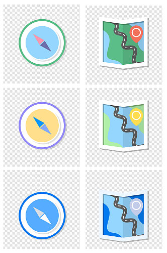 卡通手绘地图指南针旅行定位