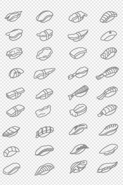 寿司食物线条手绘线稿