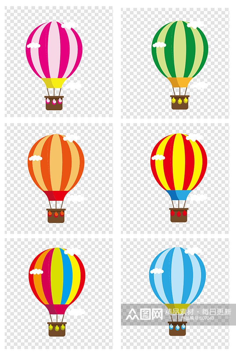 可爱卡通热气球元素图案素材