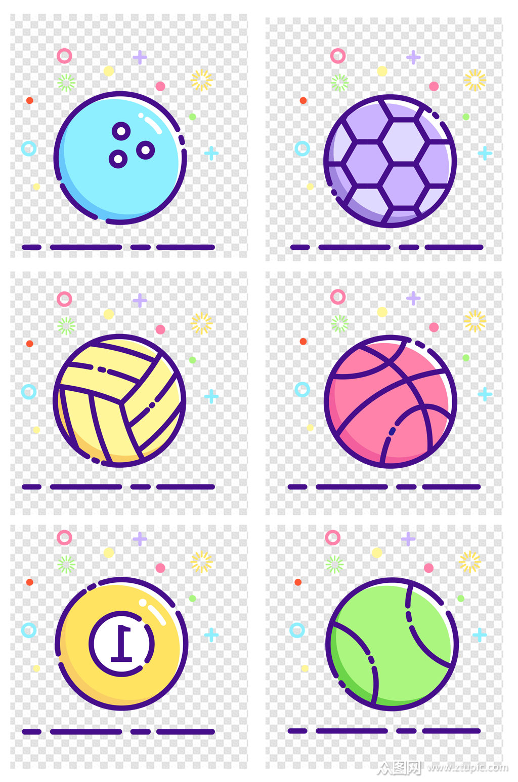 创意卡通各种球类素材