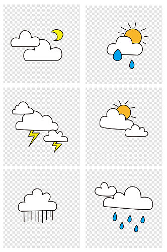 创意手绘云朵天气组合图案