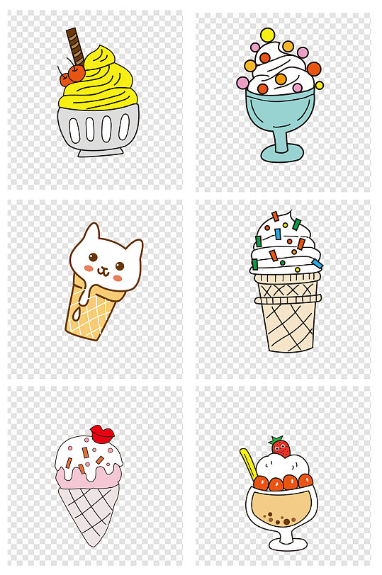 夏日甜品奶油冰淇淋甜筒图案