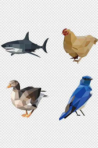 动物几何家禽切割装饰图