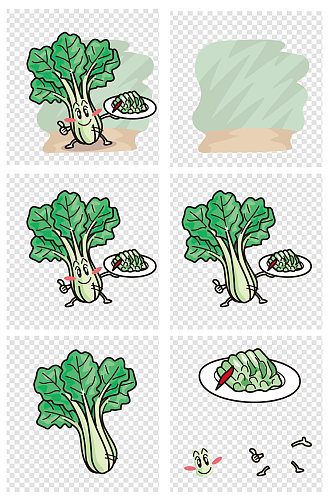 卡通手绘青菜叶菜蔬菜素材