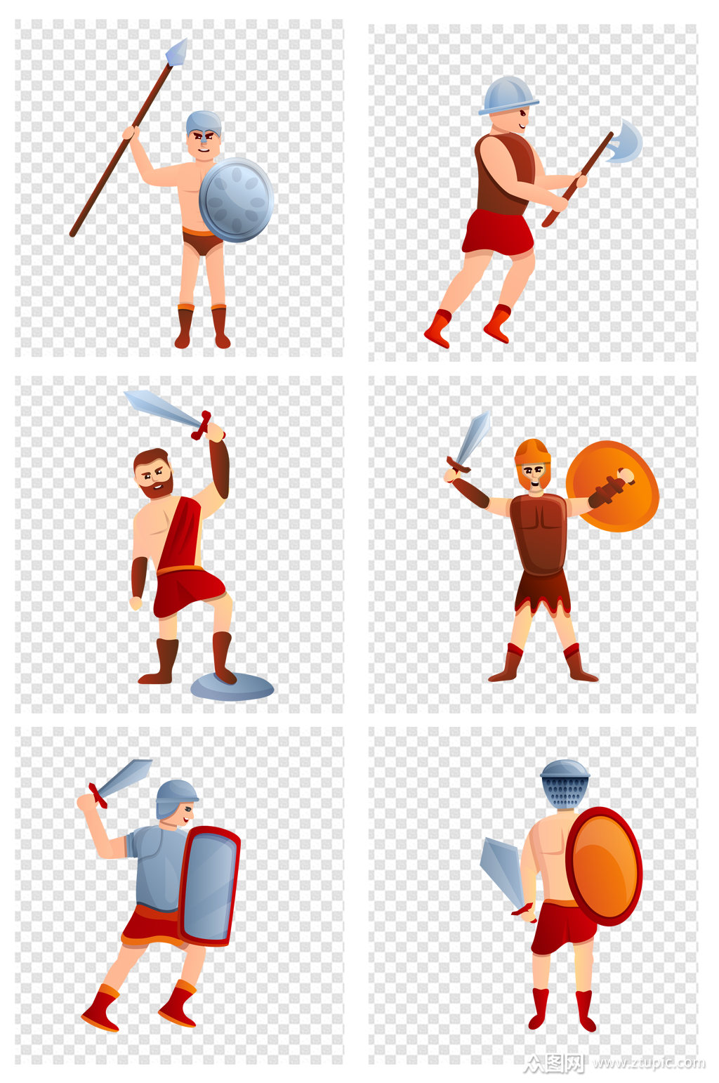 手绘卡通战争部队军队人物素材