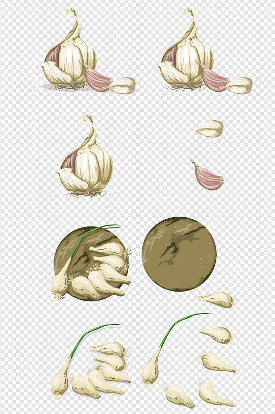 手绘蒜苗大蒜素材
