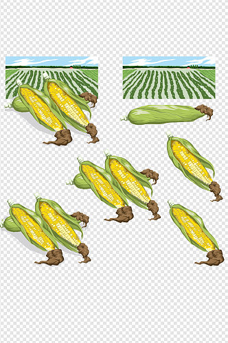 手绘玉米地卡通素材
