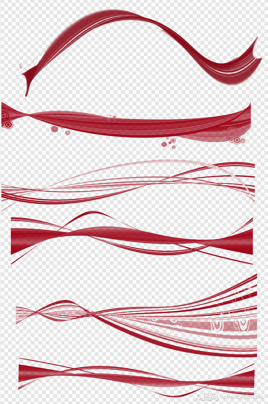 红色丝绸飘带素材