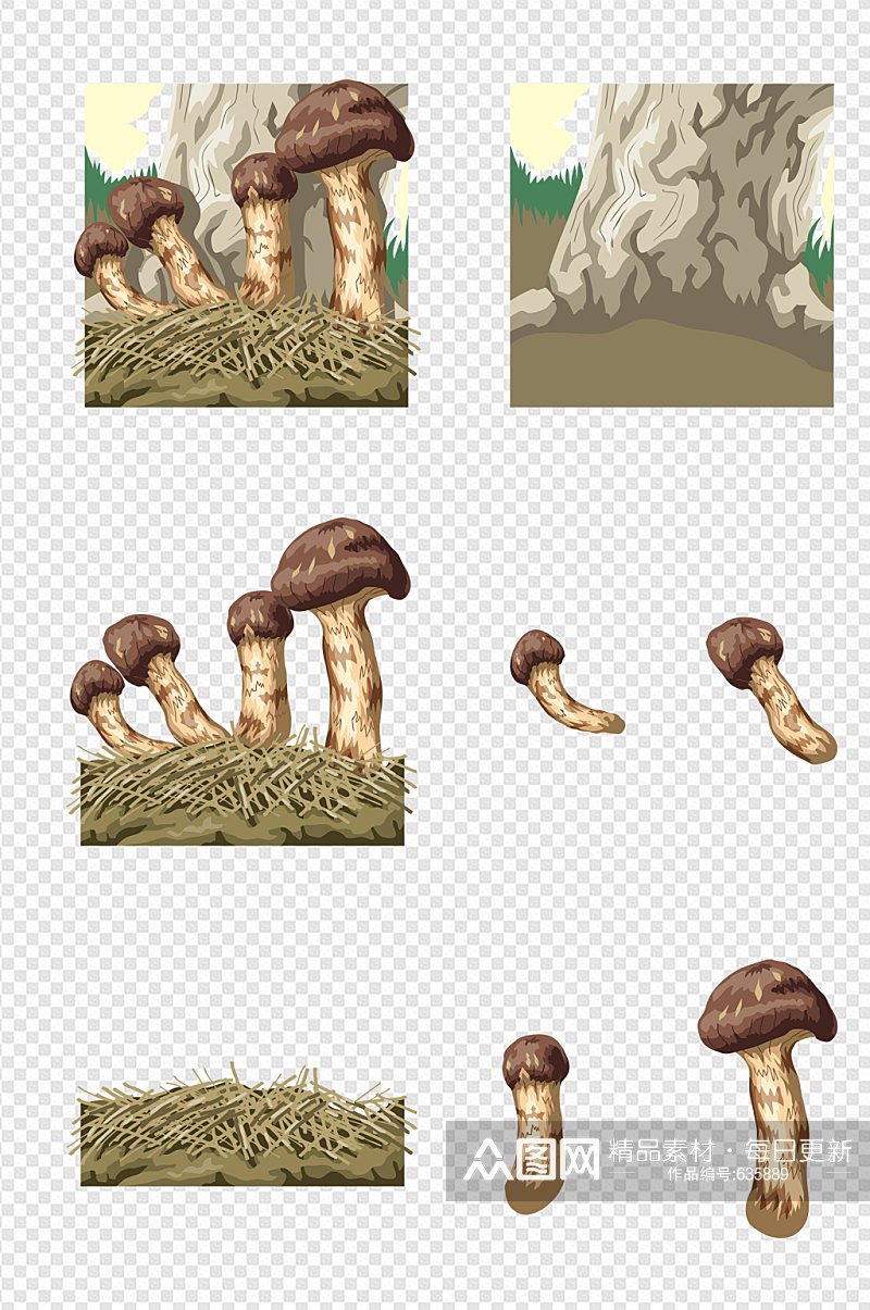 卡通手绘蘑菇平菇素材素材