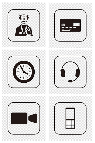 现代生活科技小图标剪影素材