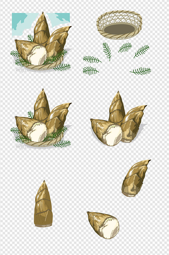 拟人竹笋素材立即下载新鲜春笋宣传海报卡通拟人手绘竹笋素材立即下载