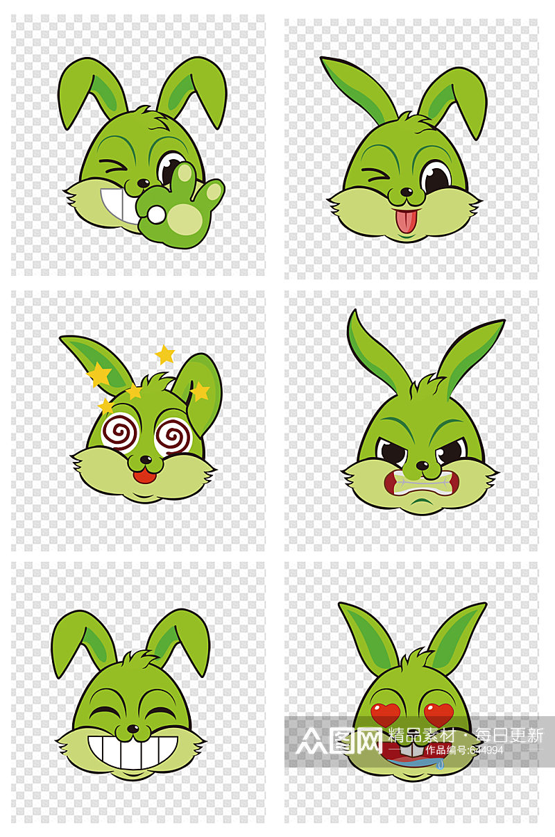 卡通卡爱兔子兔头素材素材