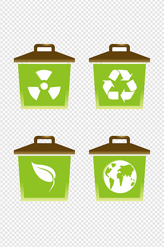 手绘节能环保素材四分类分类垃圾桶设计图