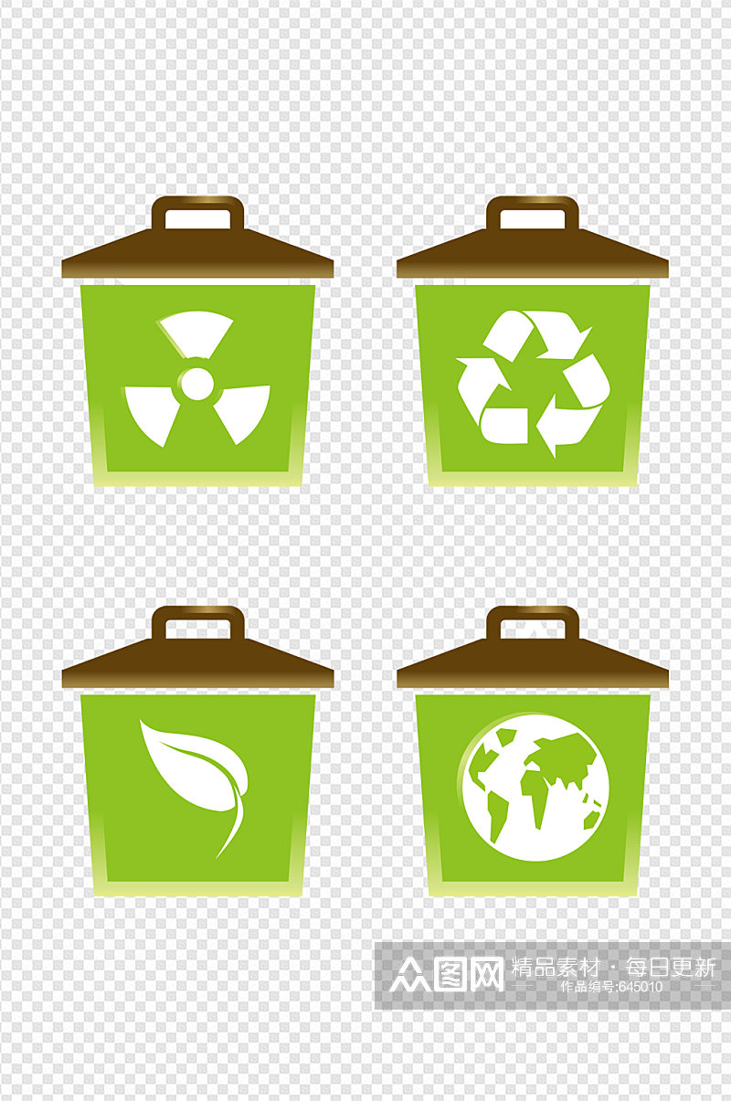 手绘节能环保素材四分类分类垃圾桶设计图素材