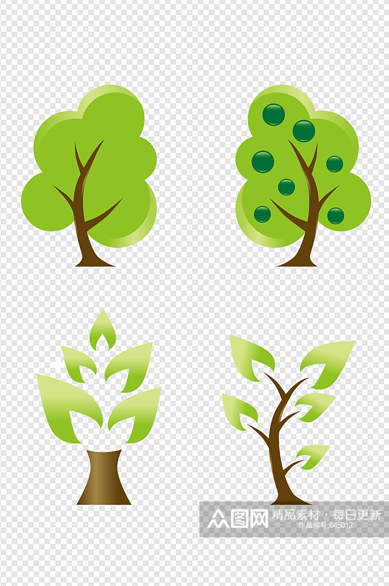 手绘节能环保绿树素材素材