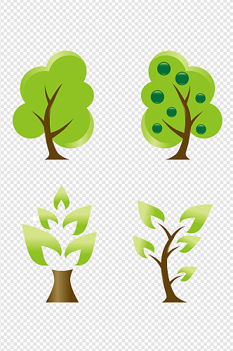 手绘节能环保绿树素材