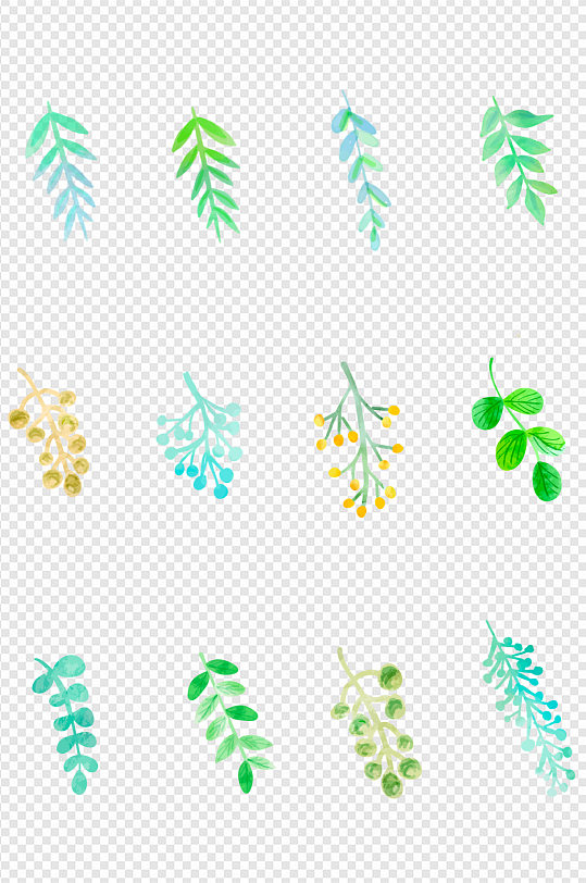 清新叶子植物手帐叶片树装饰图案