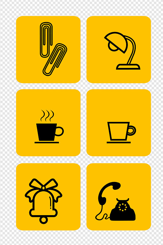 黄色剪影生活小图标素材-众图网