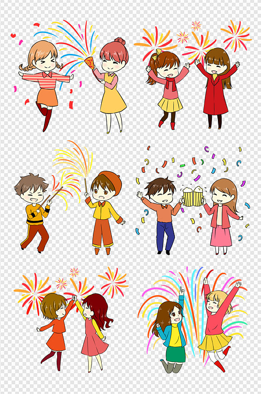 新年狂欢人物烟火庆祝