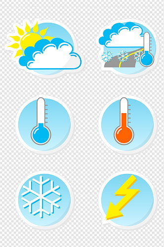 卡通天气预报圆形手绘素材