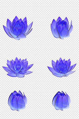 蓝紫色荷花琉璃质感莲花