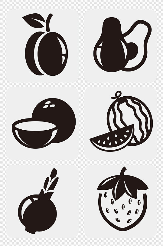 水果剪影素材图标