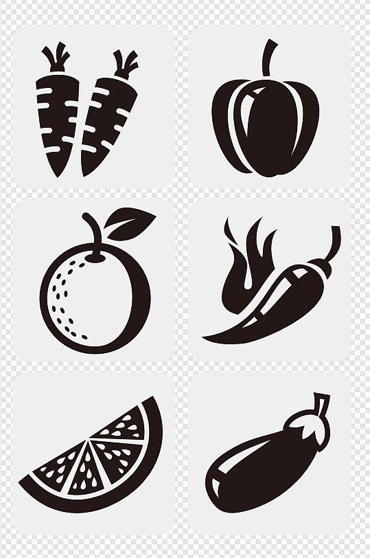 水果蔬菜剪影素材图标